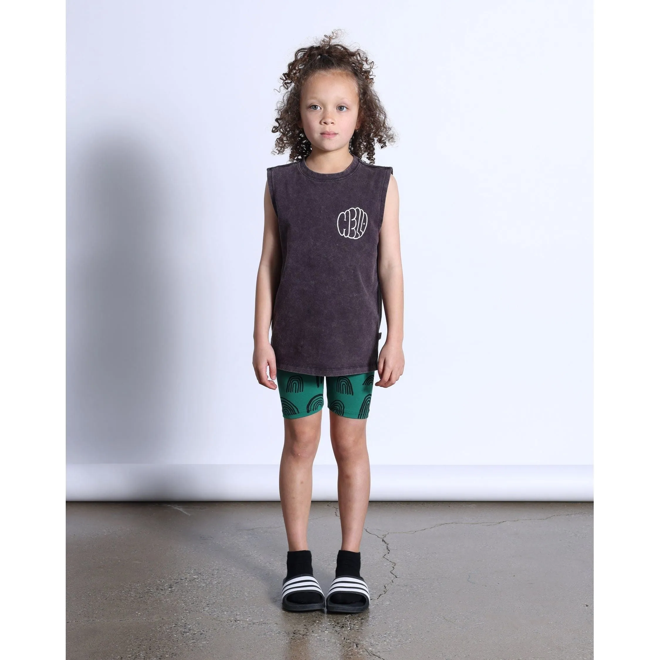 Bubble Greeting Sleeveless Tee- Black Wash