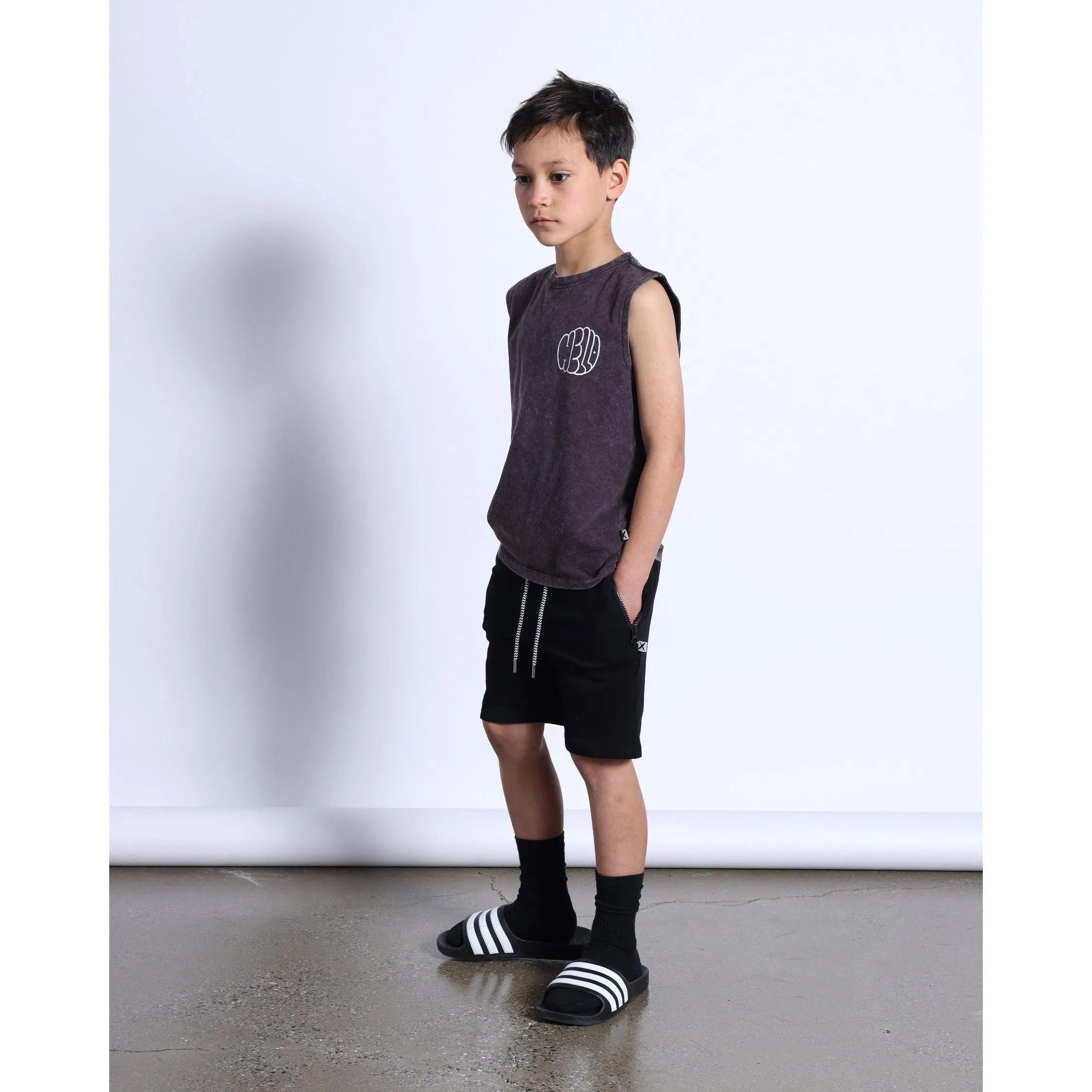 Bubble Greeting Sleeveless Tee- Black Wash
