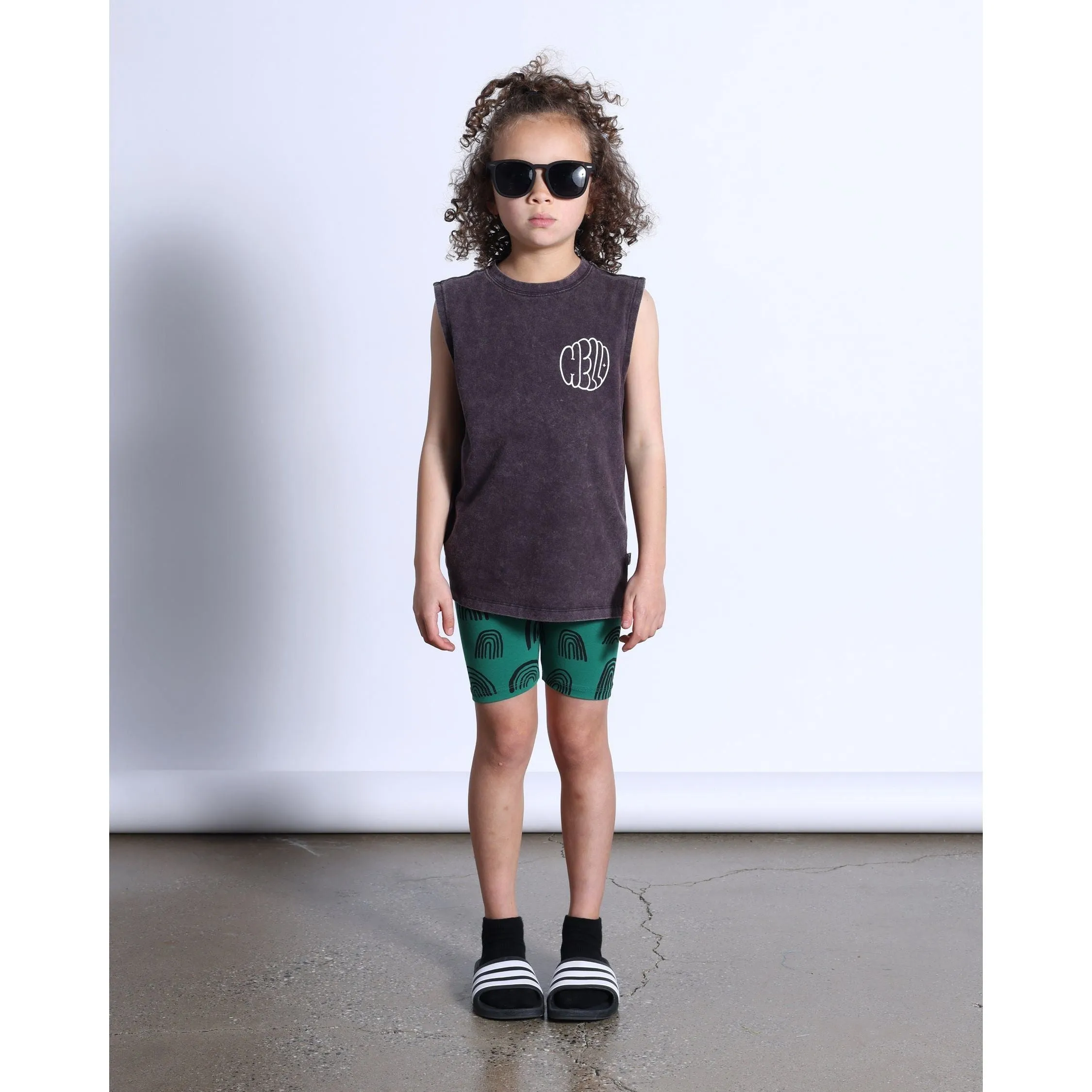 Bubble Greeting Sleeveless Tee- Black Wash