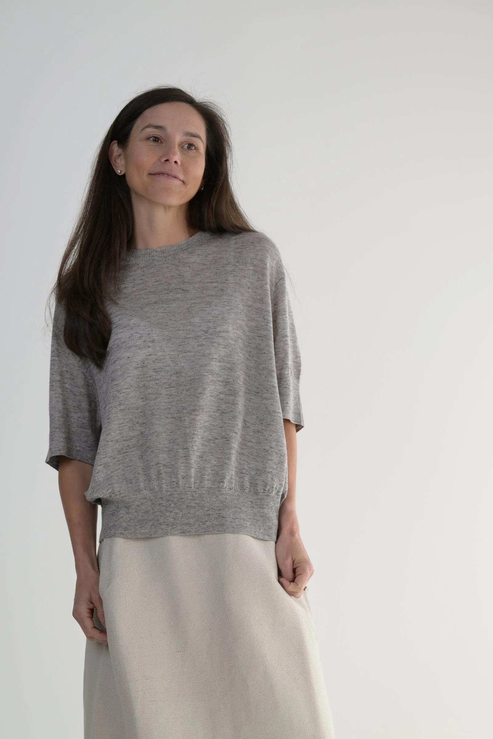 Buchini Short Sleeve Sweater in Grey