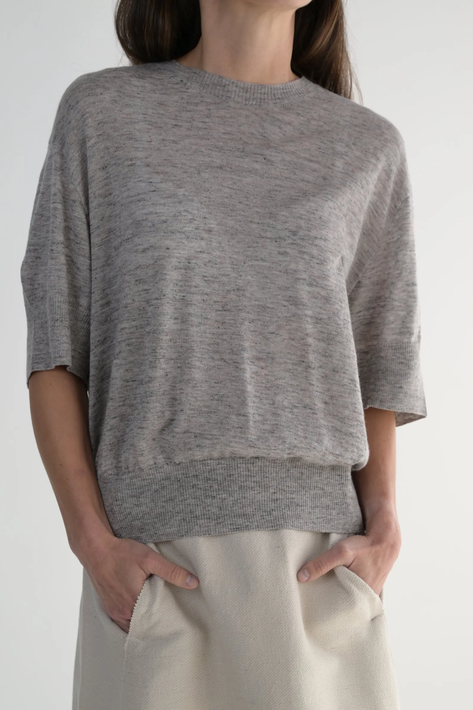 Buchini Short Sleeve Sweater in Grey