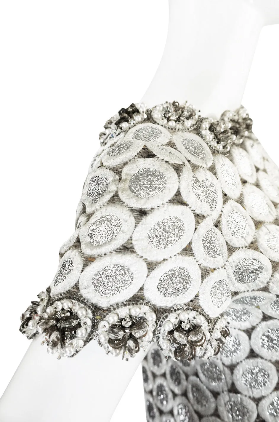 c1966 Numbered Christian Dior Boutique Silver Bead Shift Dress