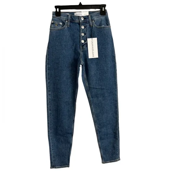 Calvin Klein Mom Jeans Womens Size 25 High Rise Button‎ Fly Tapered NEW