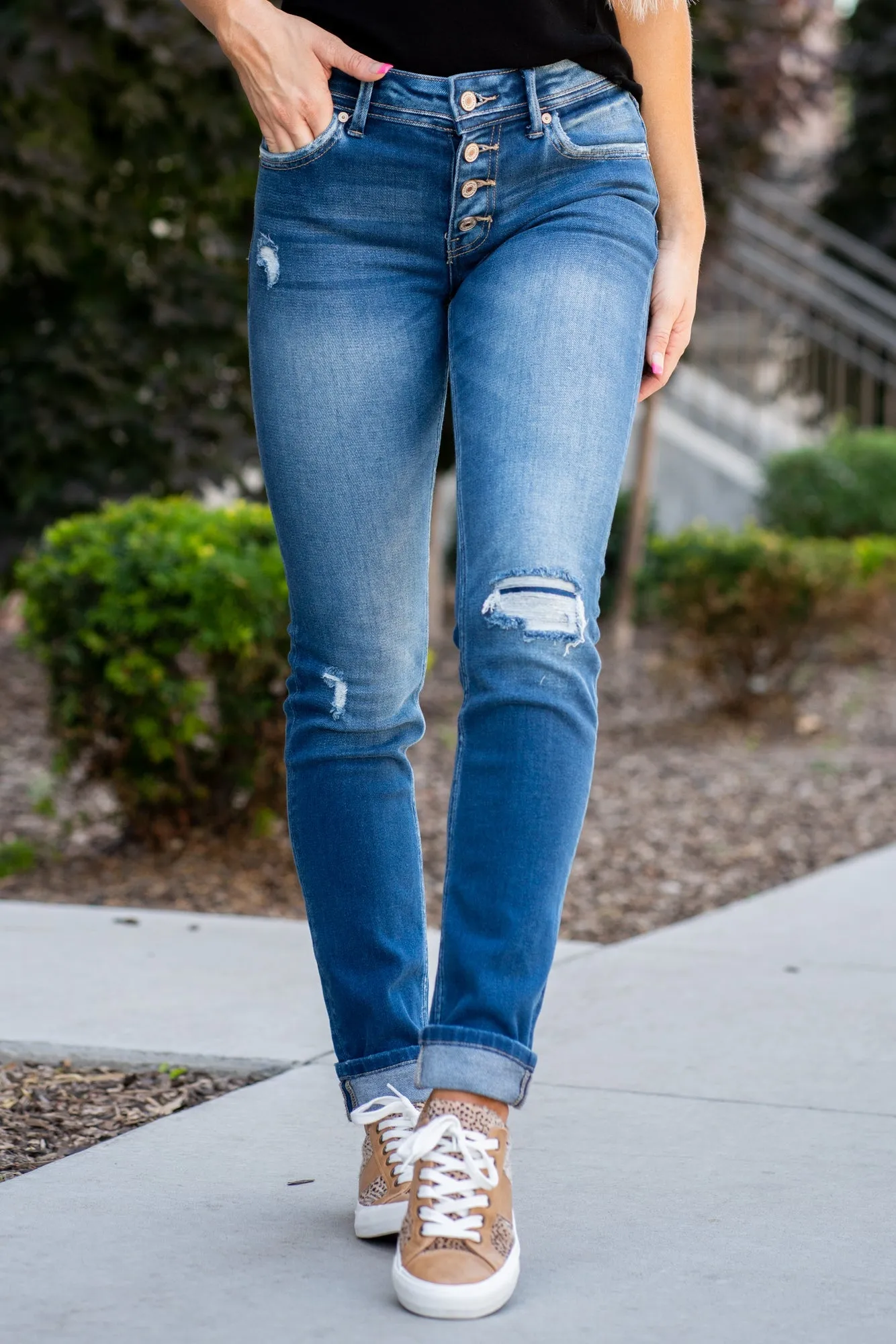 Cassie Mid Rise Cuffed Skinny Straight Regular & Plus Sizes