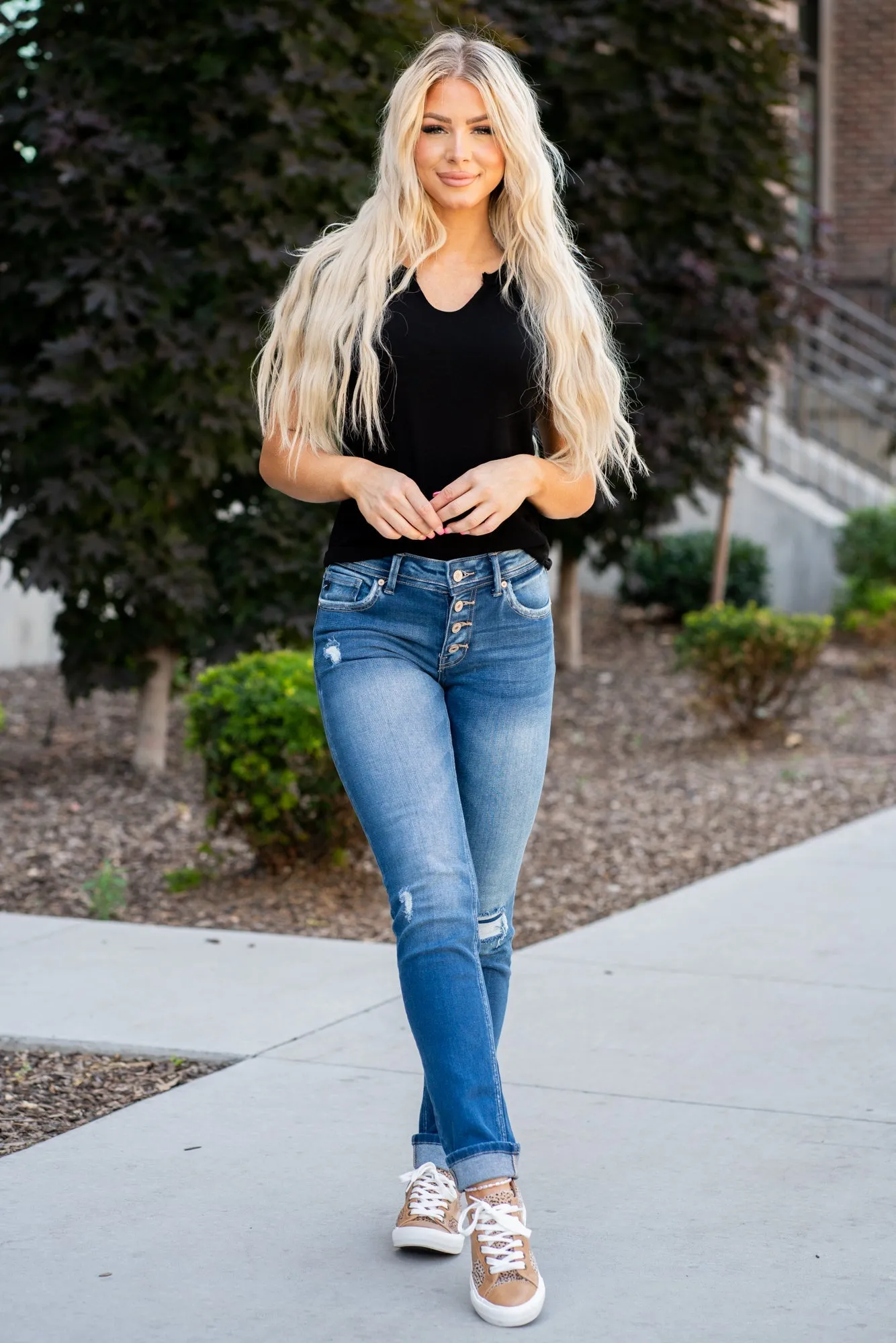 Cassie Mid Rise Cuffed Skinny Straight Regular & Plus Sizes