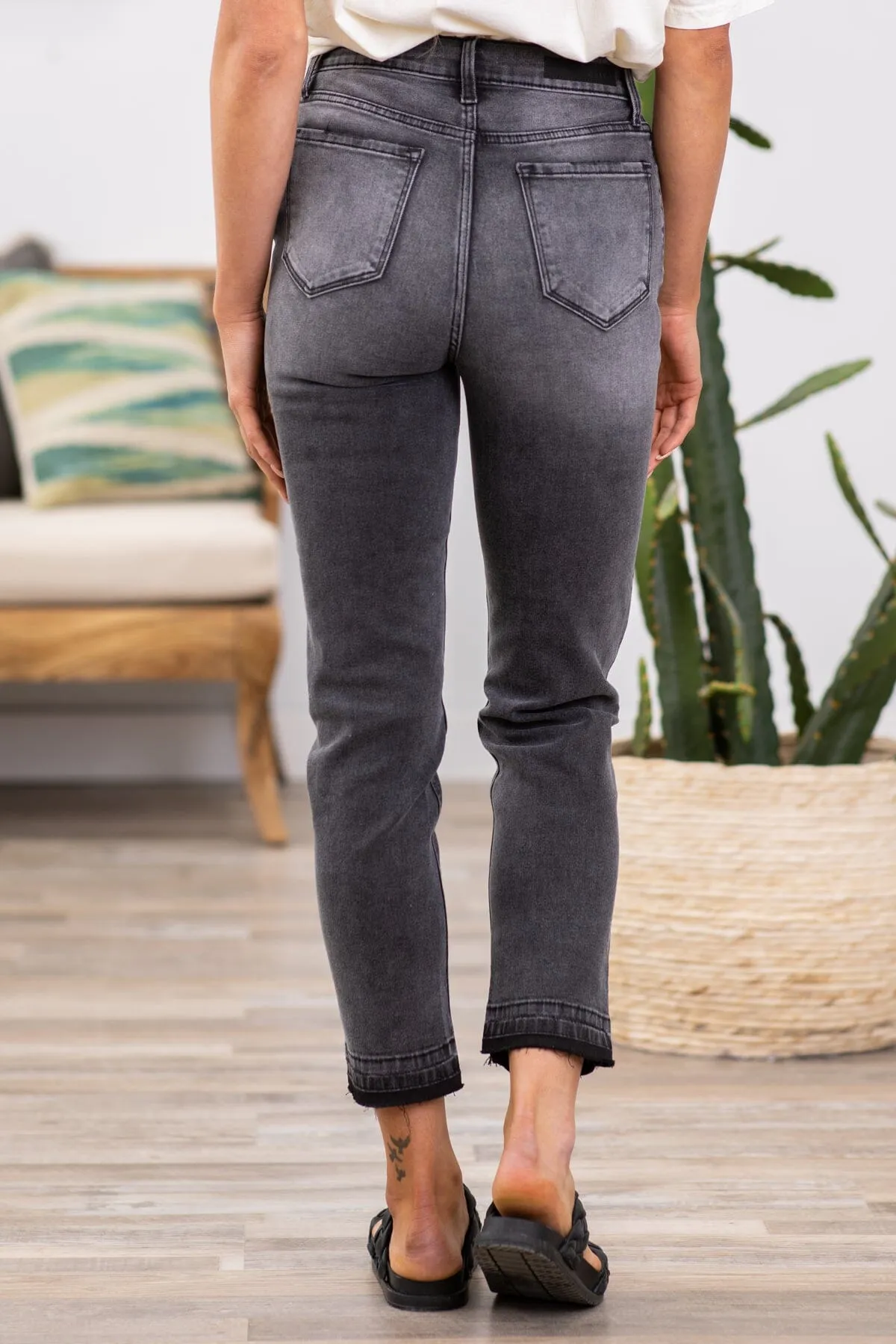 Cello Charcoal Release Hem Mom Jeans