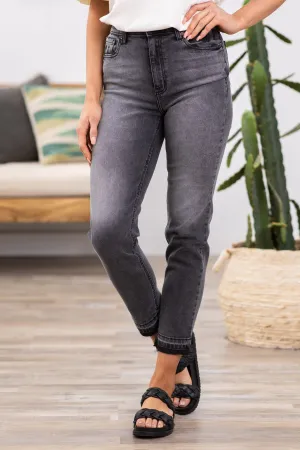 Cello Charcoal Release Hem Mom Jeans