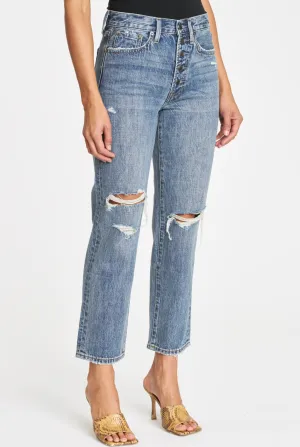 Charlie High Rise Straight Button Fly Jeans
