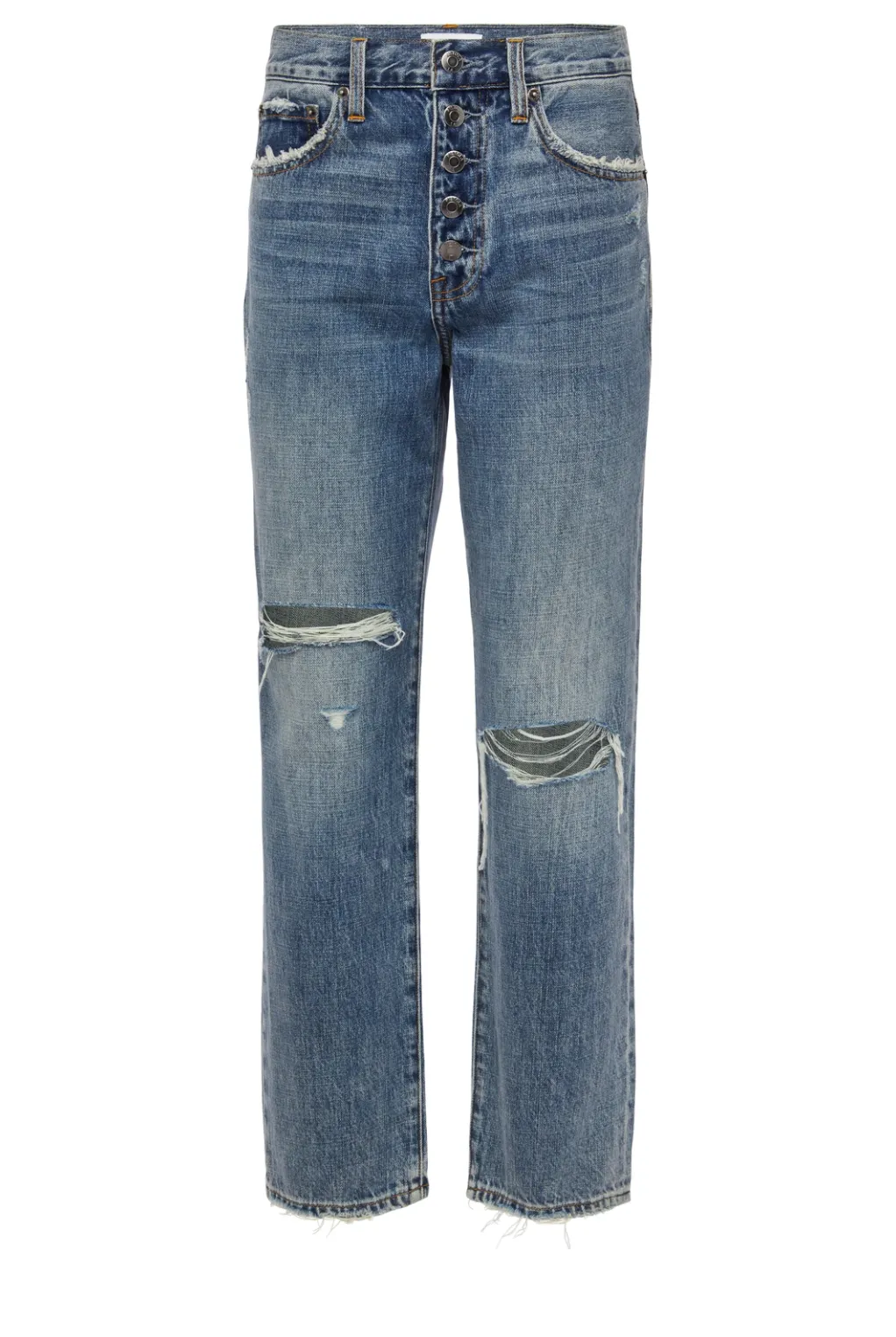 Charlie High Rise Straight Button Fly Jeans