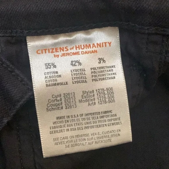 CITIZENS OF HUMANITY WOMENS LOW RISE AVA STRAIGHT LEG SKINNY JEANS BLACK SIZE 26