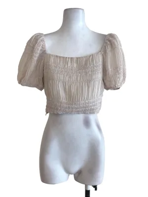 Coconut Pleated Glitter Top
