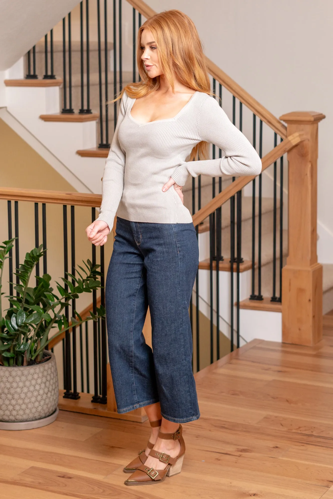 Colette Sweetheart Neck Sweater Top