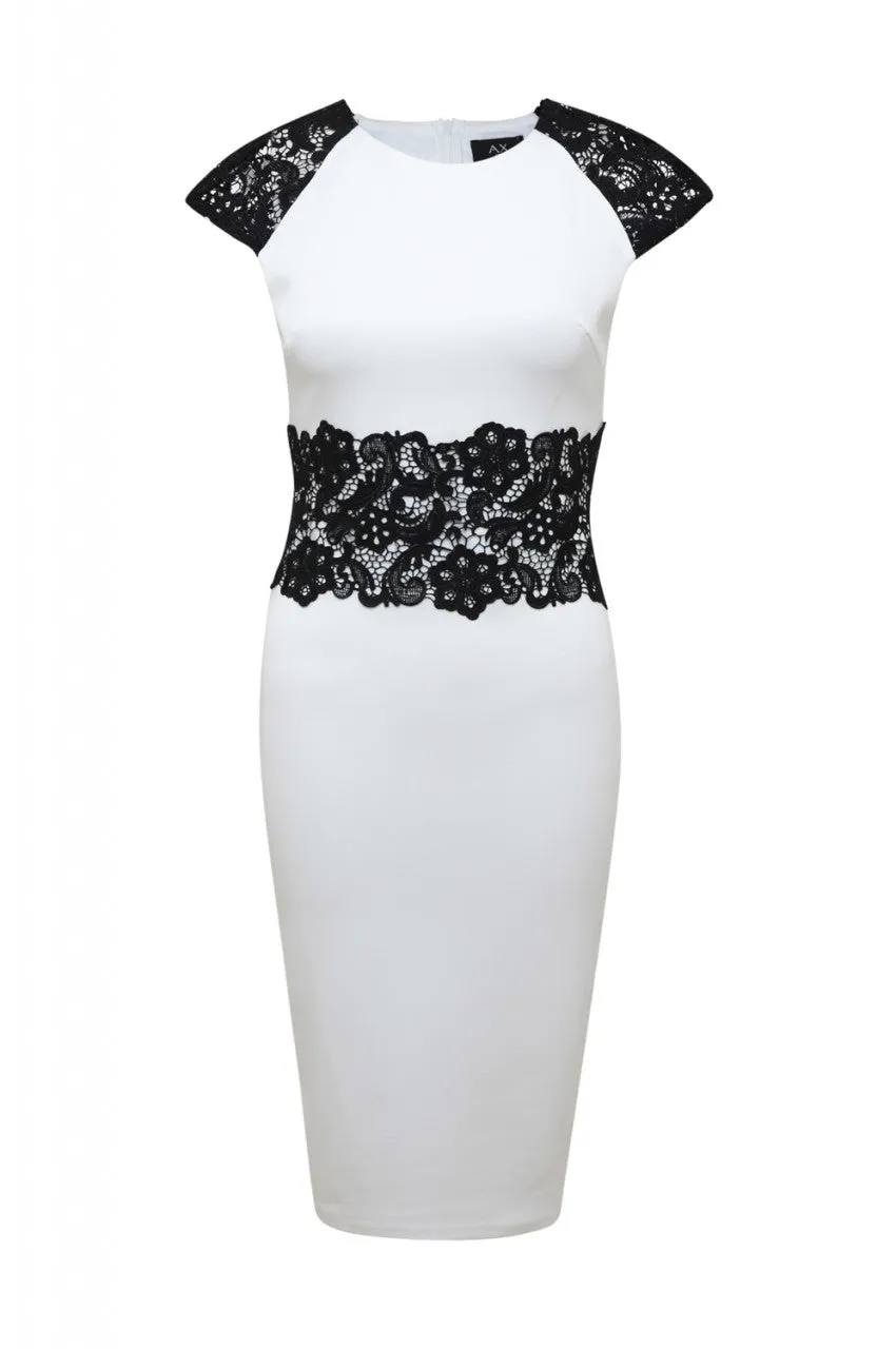 Contrast Crochet Midi Dress