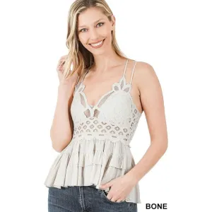 Corchet lace peplum cami