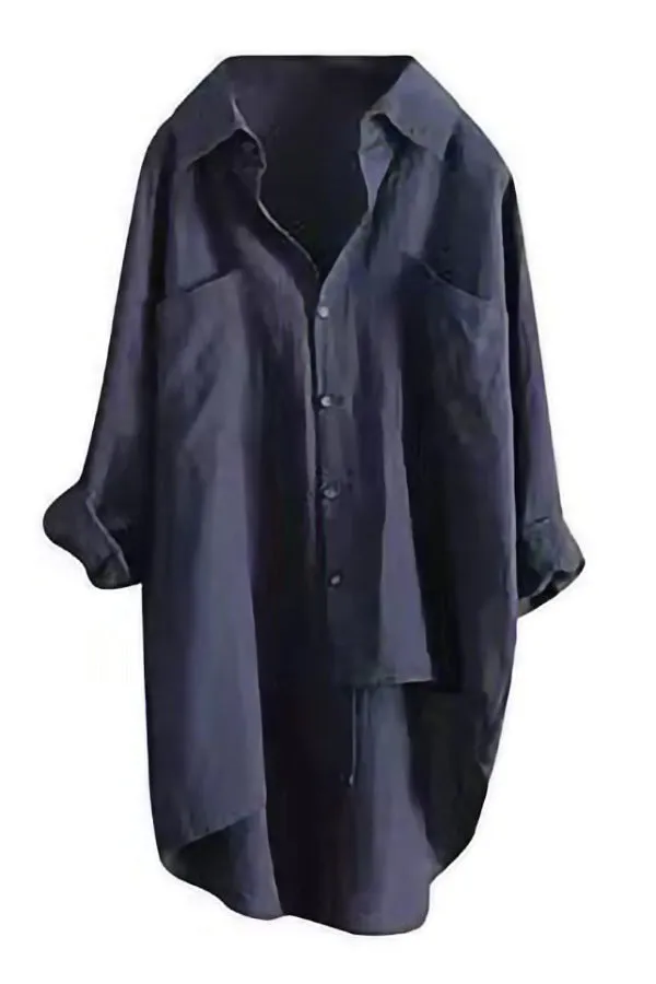 Cotton And Linen Solid Color Shirt