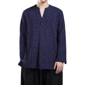 Cotton Linen Jacquard Loose T Shirts