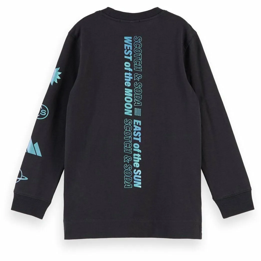 Cotton Long Sleeve Artwork T-Shirt - Black