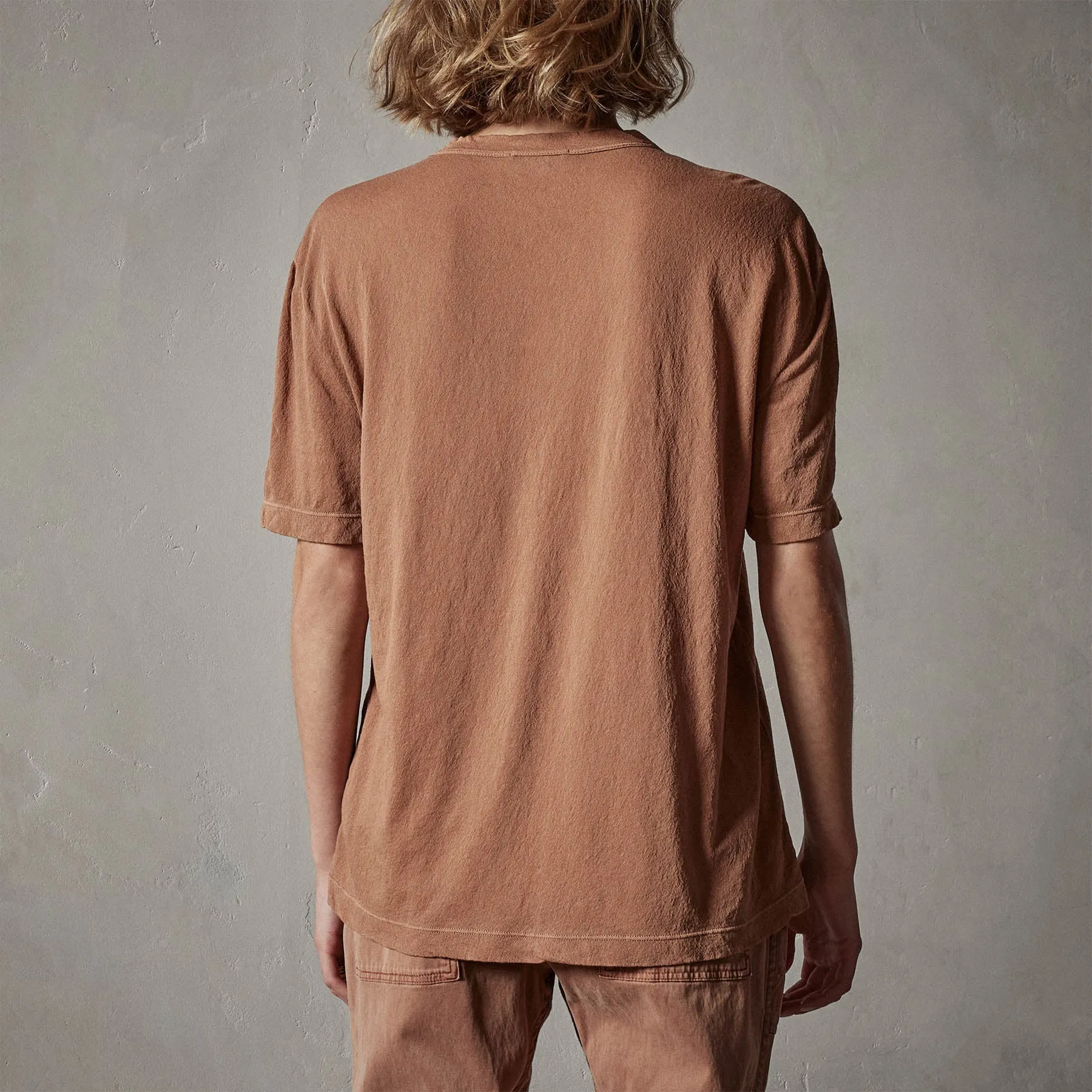 Crepe Jersey Oversized Short Sleeve Crew - Nutmeg