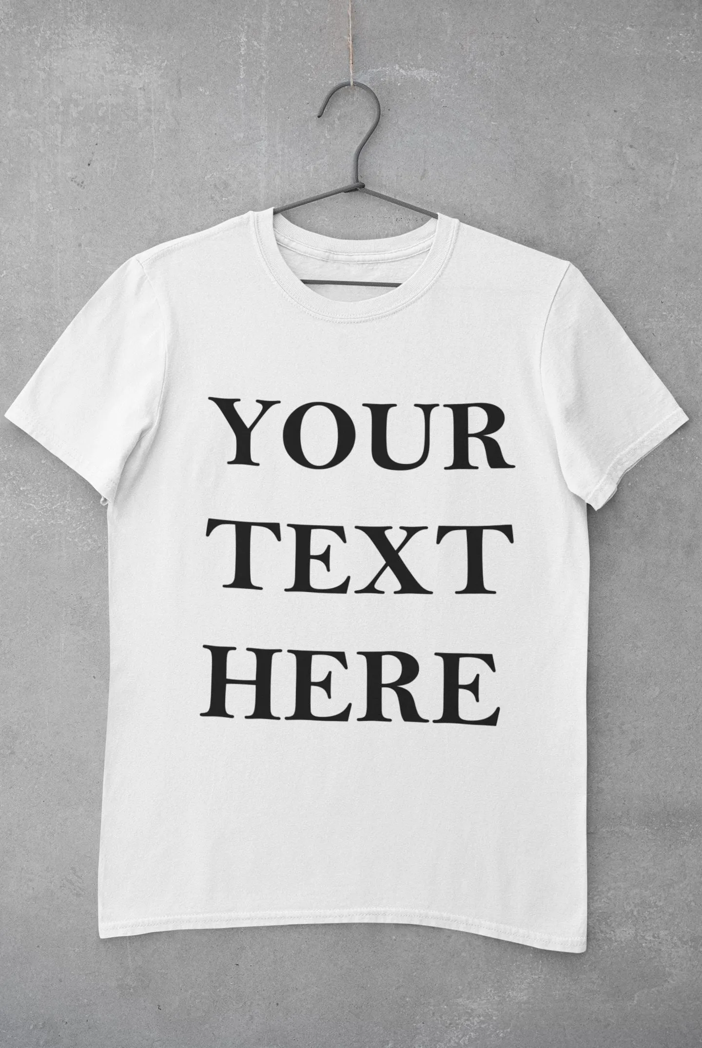 Crew Neck T-shirts Personalised with Your  Text On Front