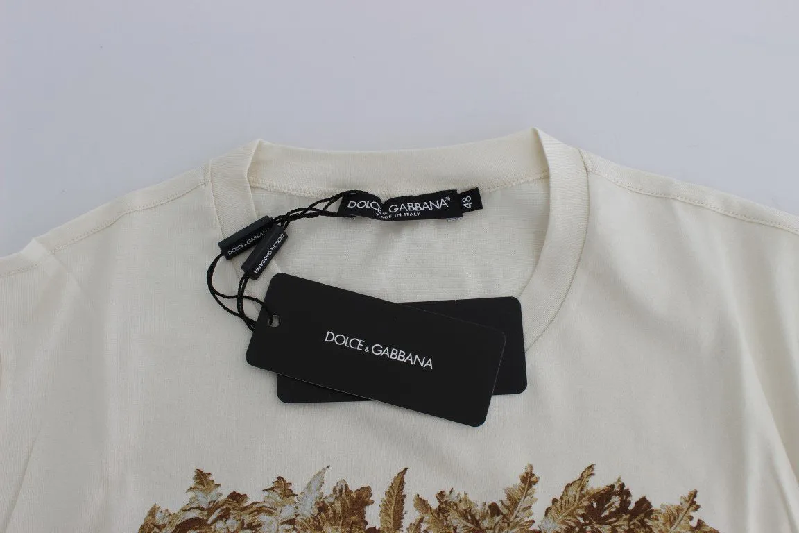 Crewneck 2015 Motive Print White Cotton T-shirt