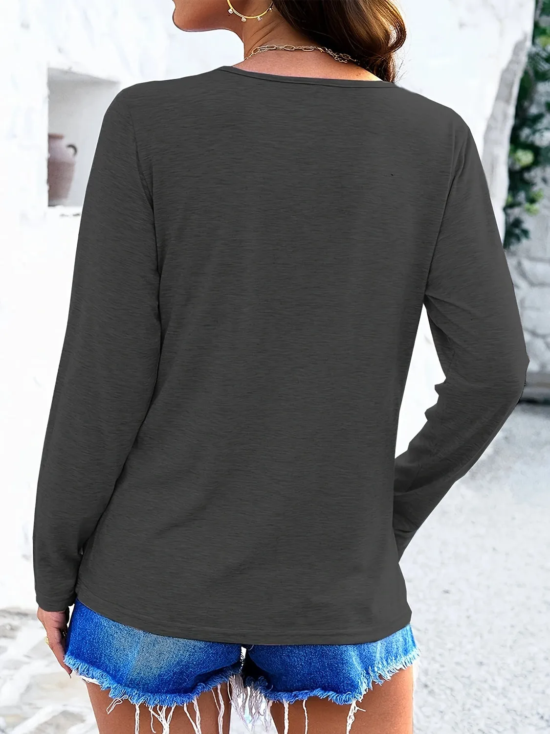 Crisscross V-Neck Long Sleeve Top (6 Colors)
