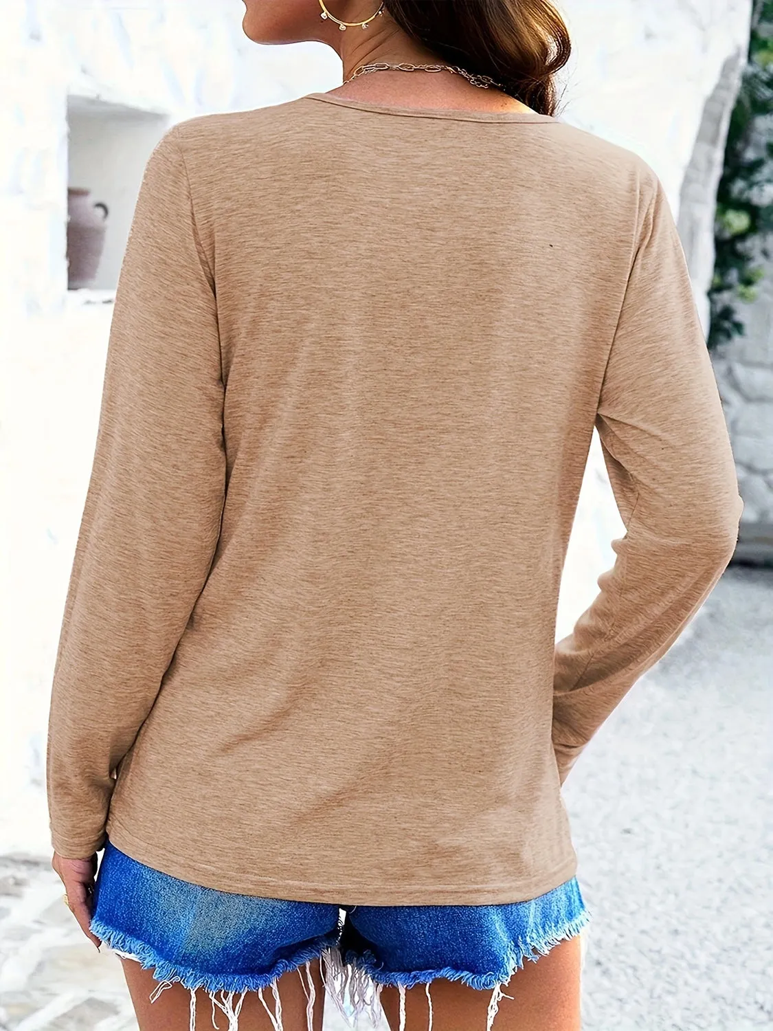 Crisscross V-Neck Long Sleeve Top (6 Colors)