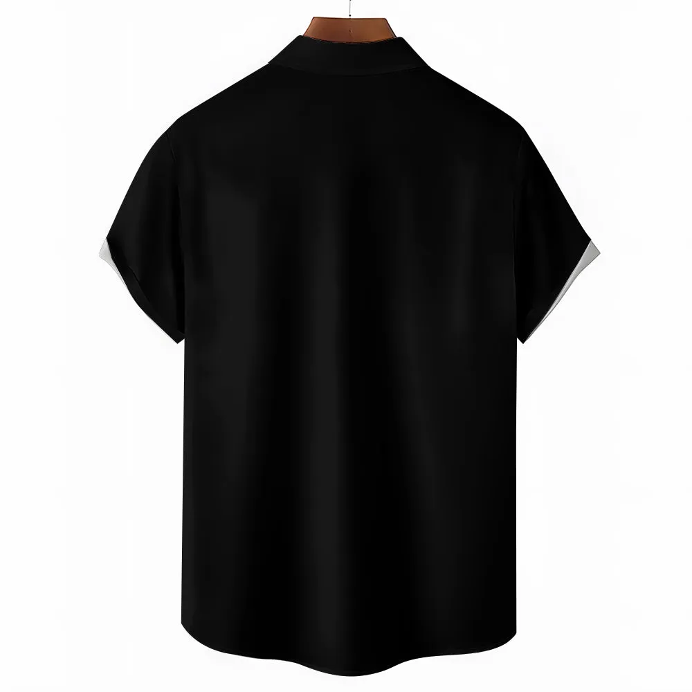 Cross Text Printed Casual Oversized Short Sleeve Shirt 2407001175