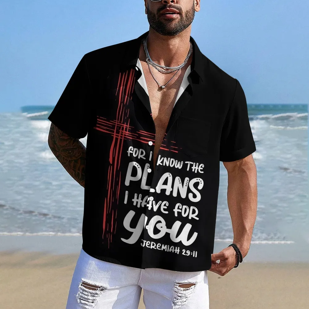 Cross Text Printed Casual Oversized Short Sleeve Shirt 2407001175