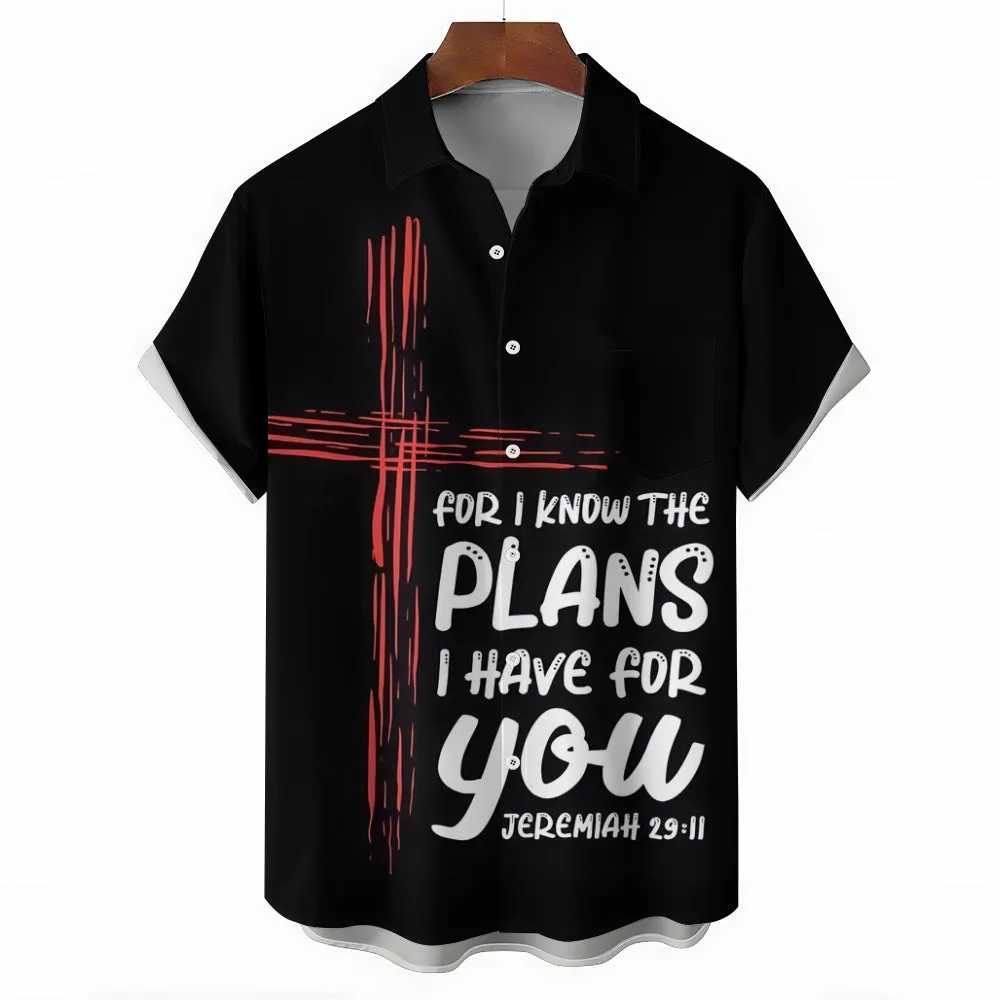 Cross Text Printed Casual Oversized Short Sleeve Shirt 2407001175