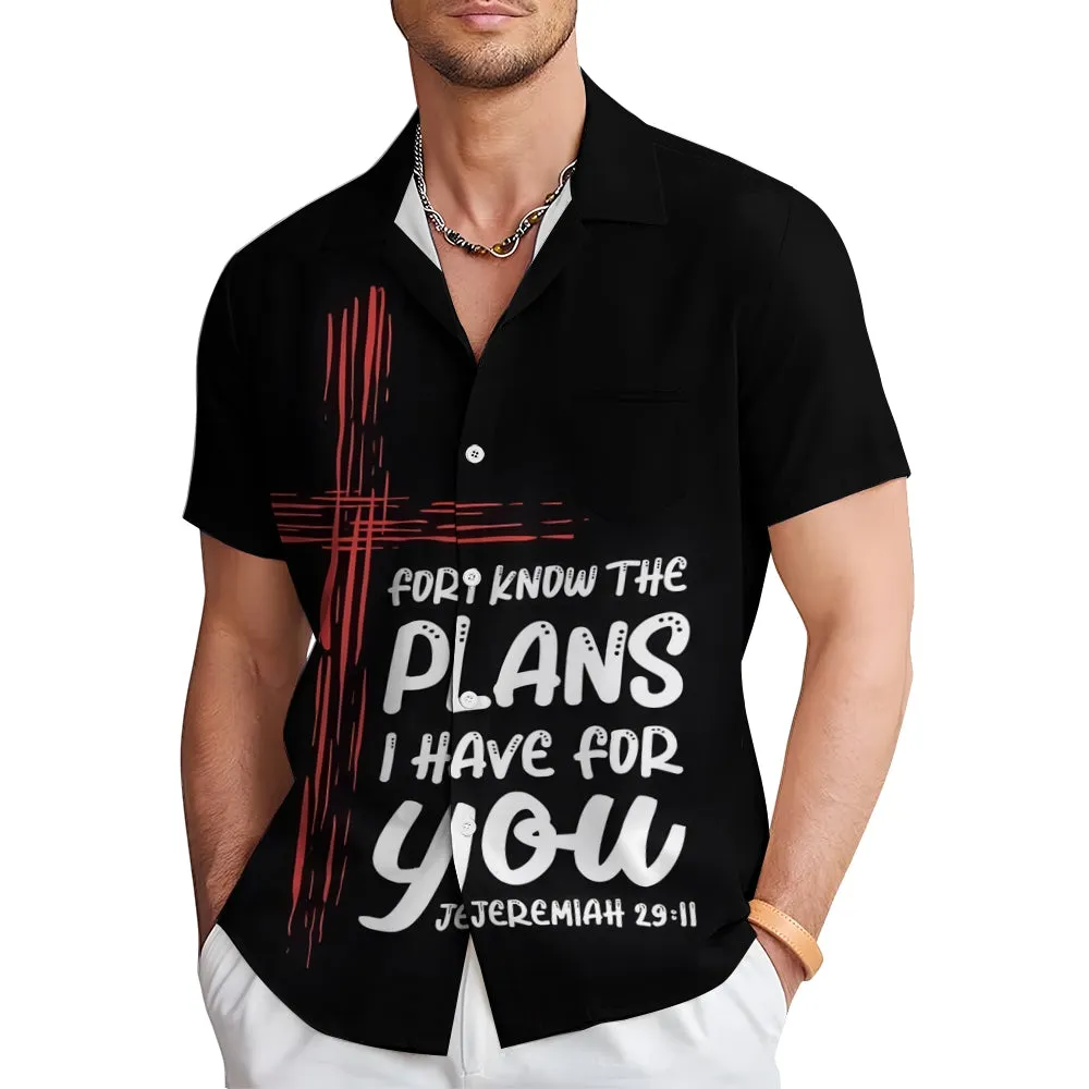 Cross Text Printed Casual Oversized Short Sleeve Shirt 2407001175