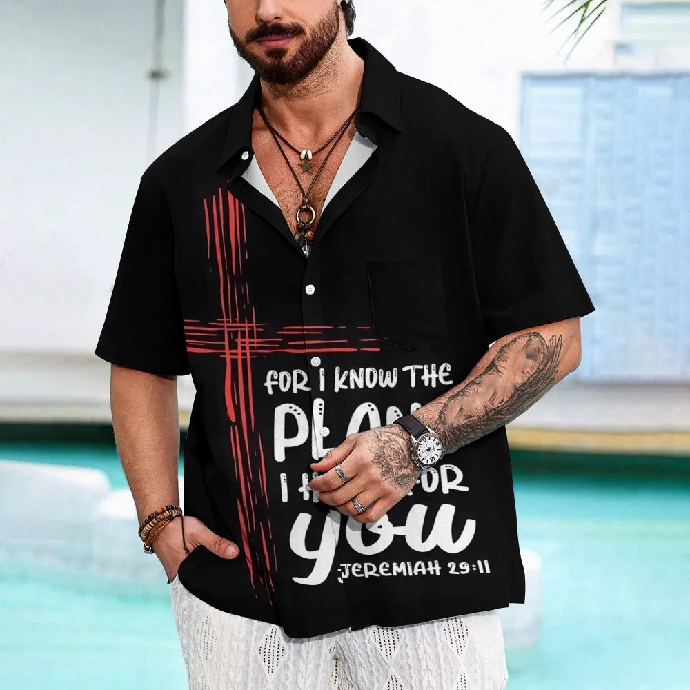 Cross Text Printed Casual Oversized Short Sleeve Shirt 2407001175