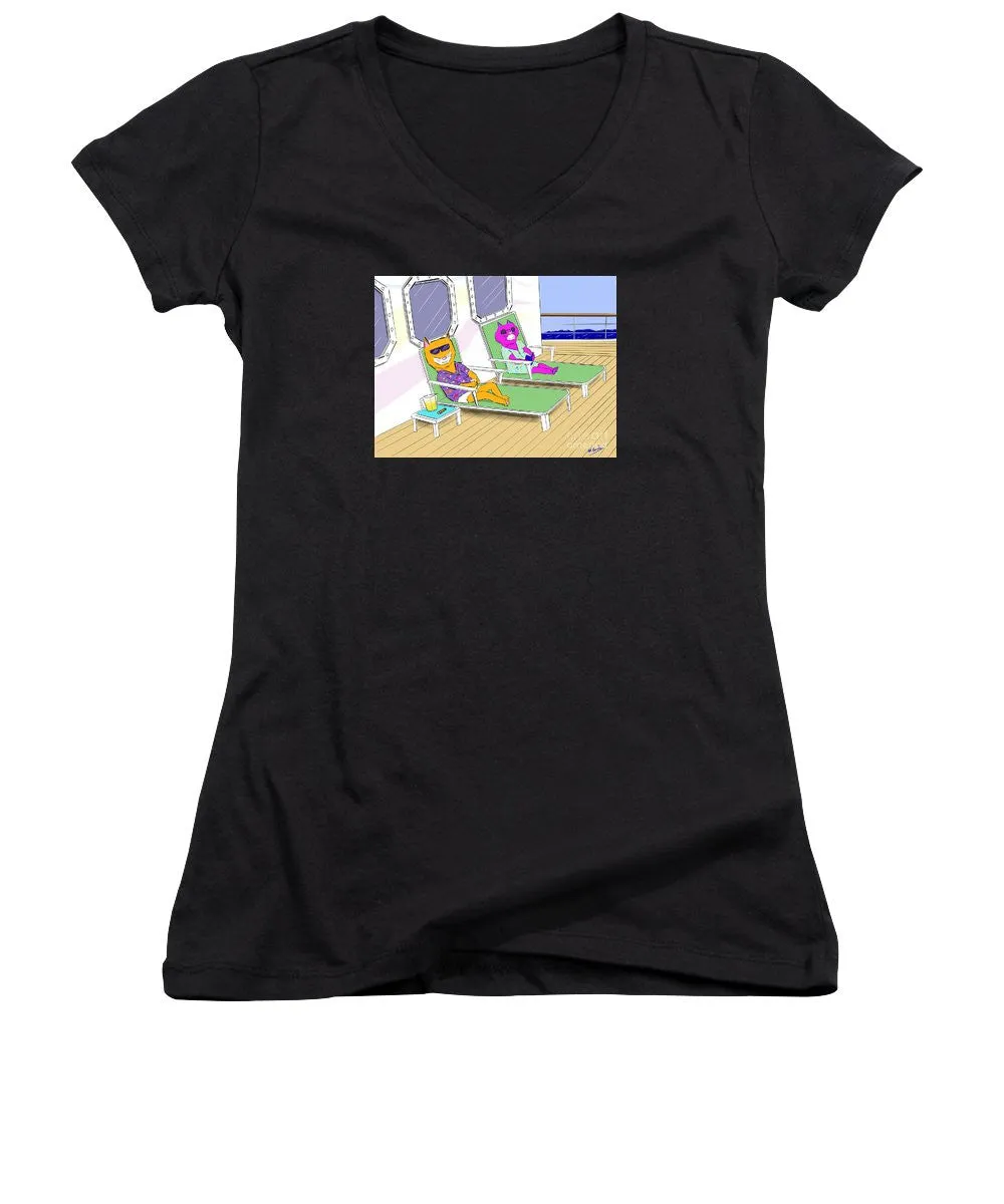 Cruise Cats - Women's V-Neck T-Shirt (Junior Cut)