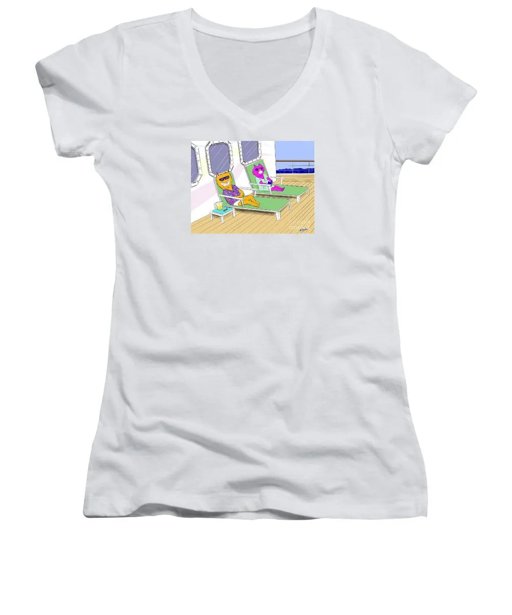 Cruise Cats - Women's V-Neck T-Shirt (Junior Cut)