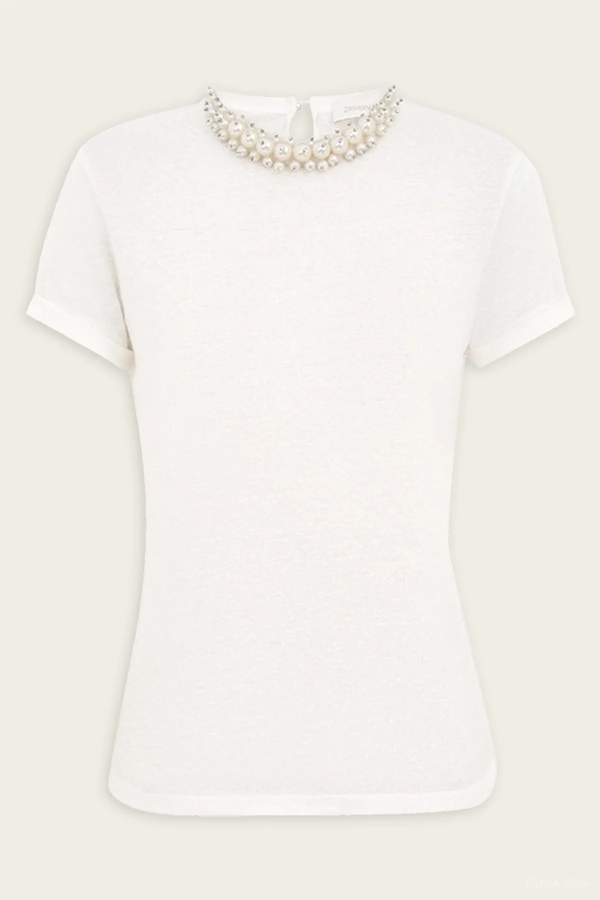 Crush Embellished Tee in Ivory