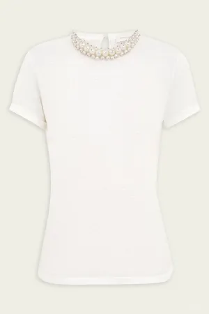 Crush Embellished Tee in Ivory