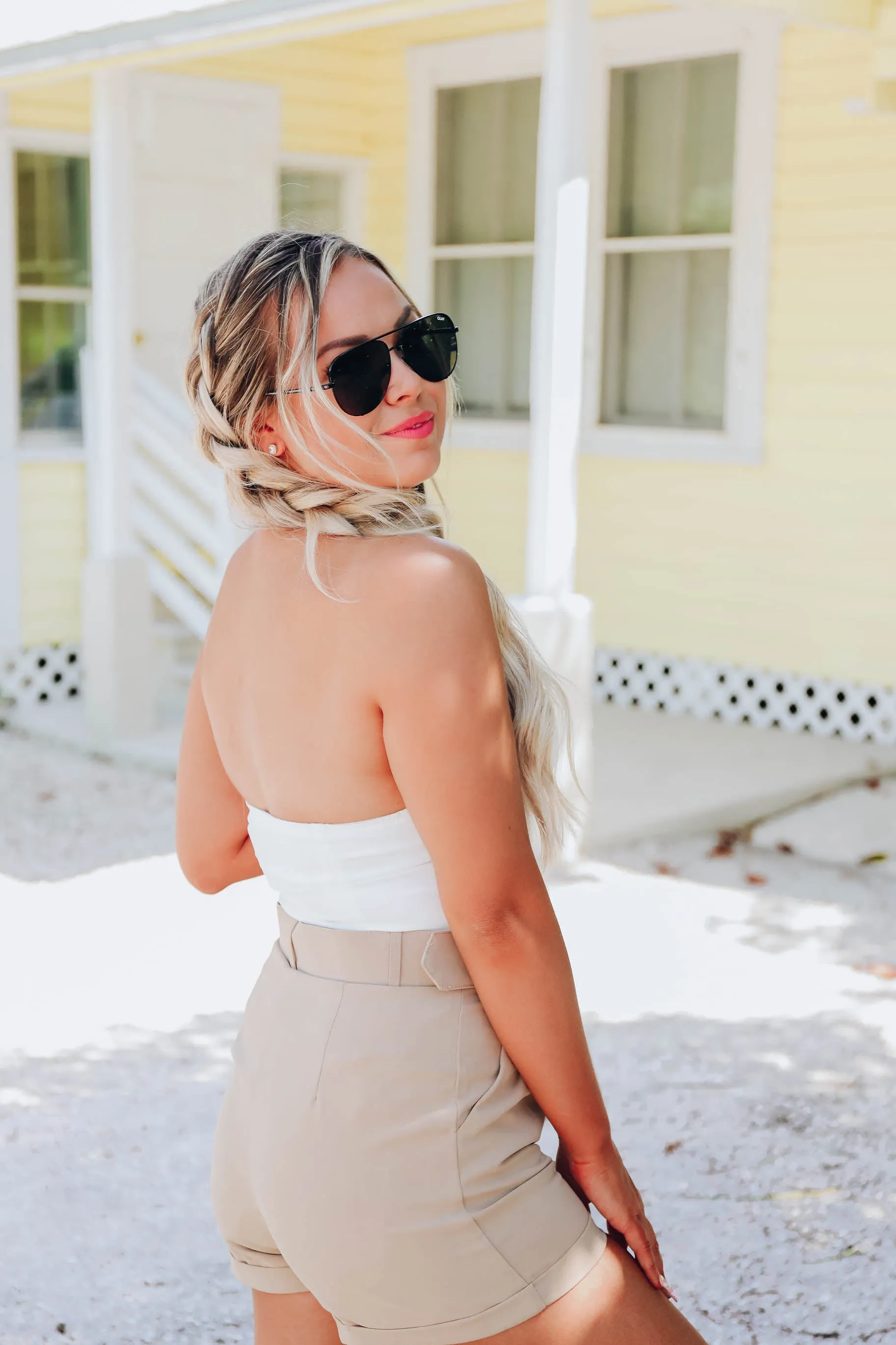 Dana Corset Collared Bodysuit - White