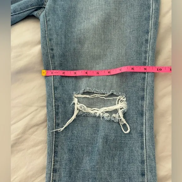Daryl-Ann Denner Pink Lily Collab High Rise Distressed Light Denim Jeans Size 27