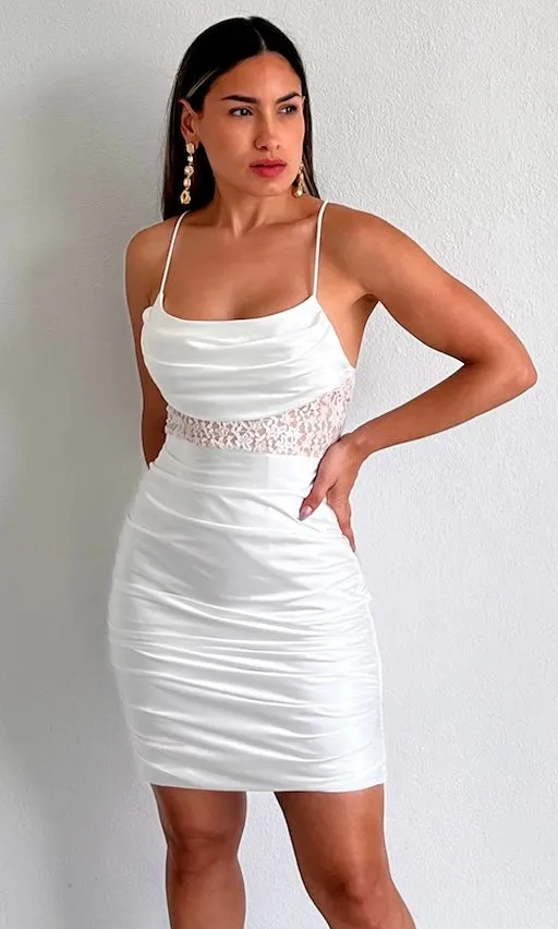 Days of Beauty White Satin Bodycon Dress
