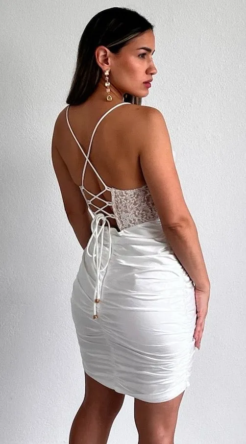 Days of Beauty White Satin Bodycon Dress