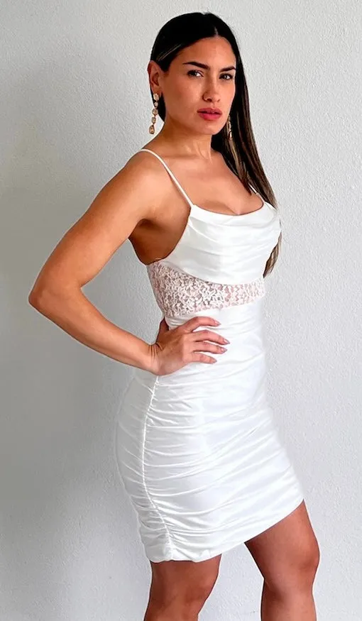 Days of Beauty White Satin Bodycon Dress