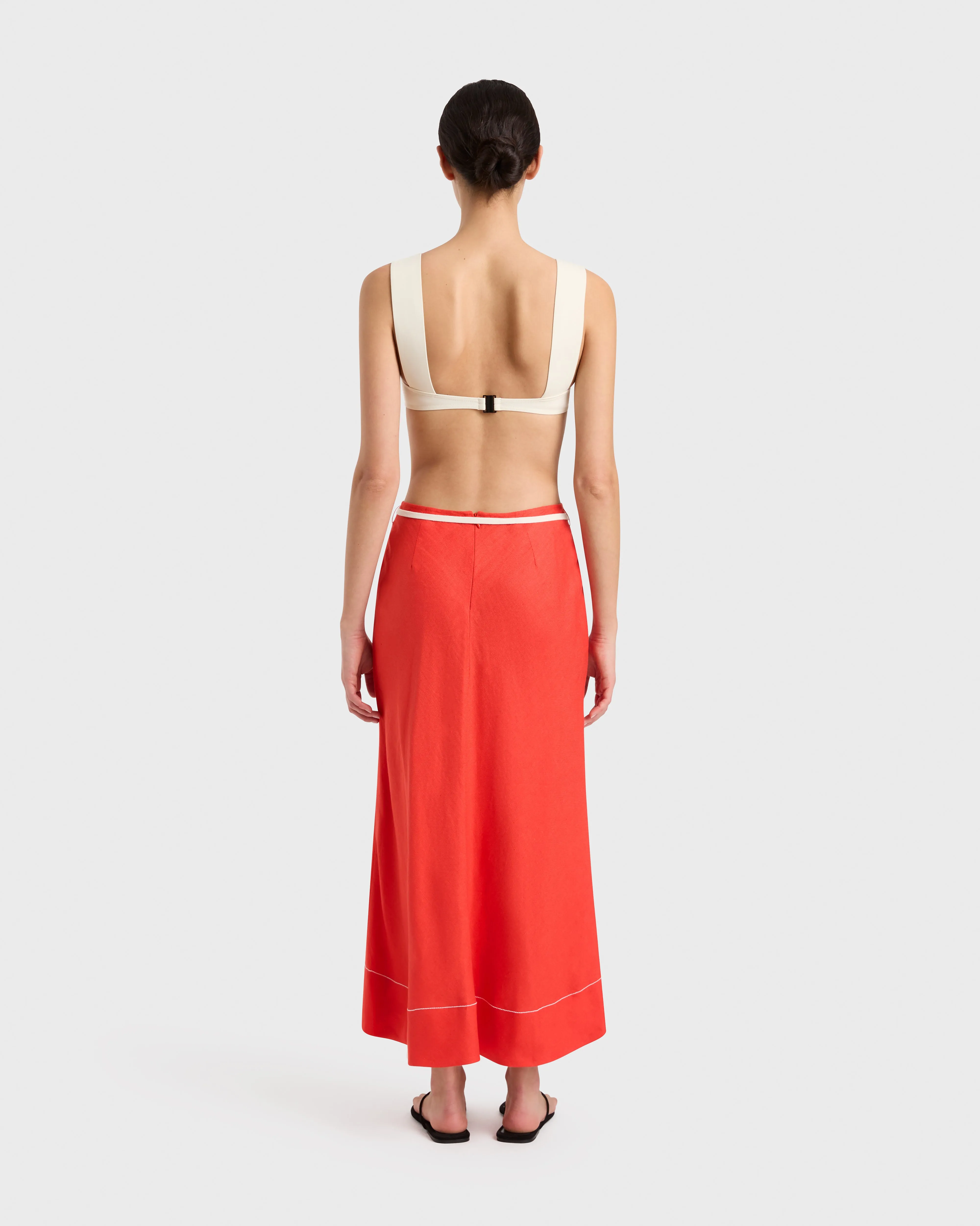 Delphi Bias Cut Maxi Skirt - Scarlet