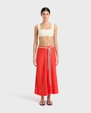 Delphi Bias Cut Maxi Skirt - Scarlet