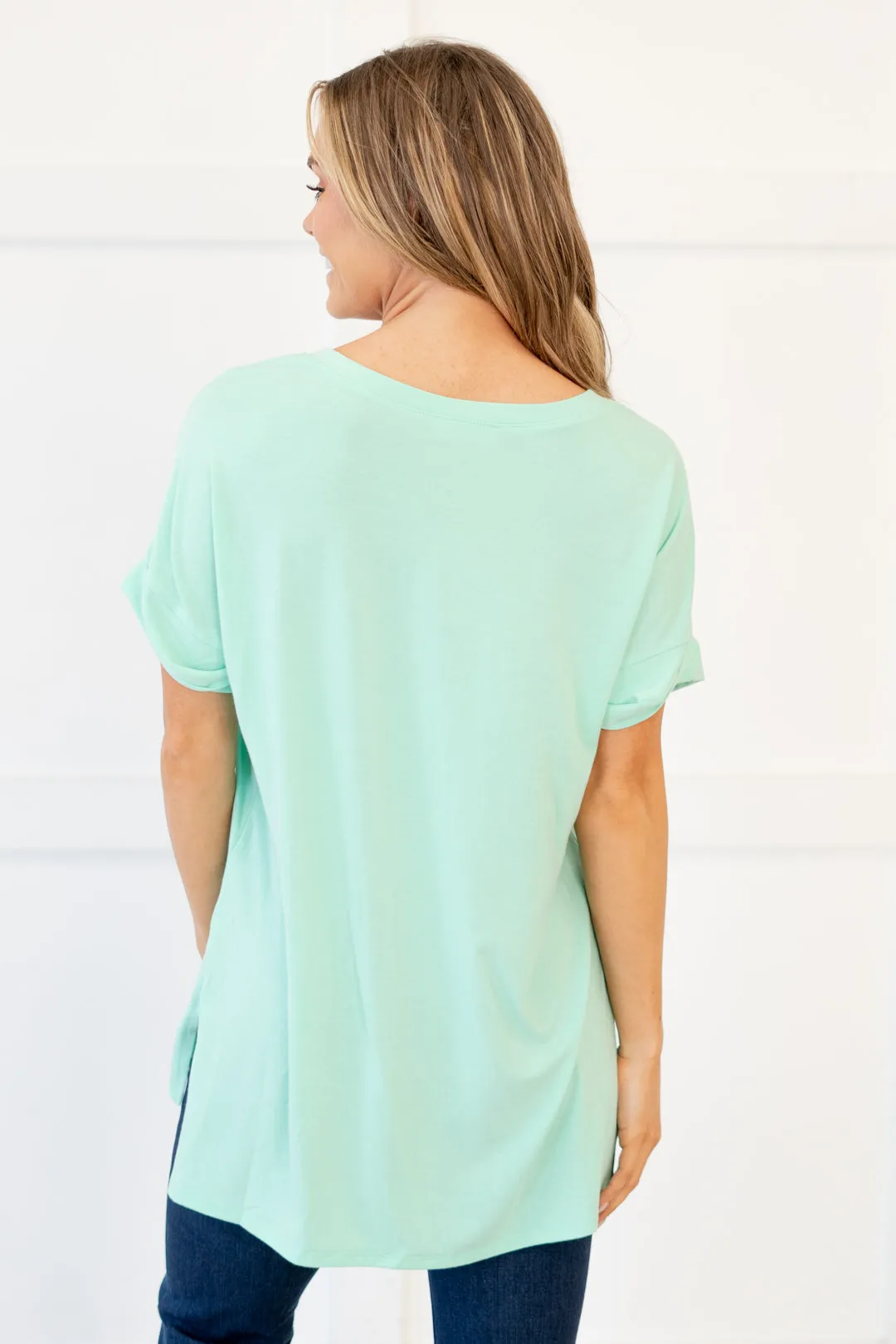 Desert Feels Tee High Low Hem V Neck Top