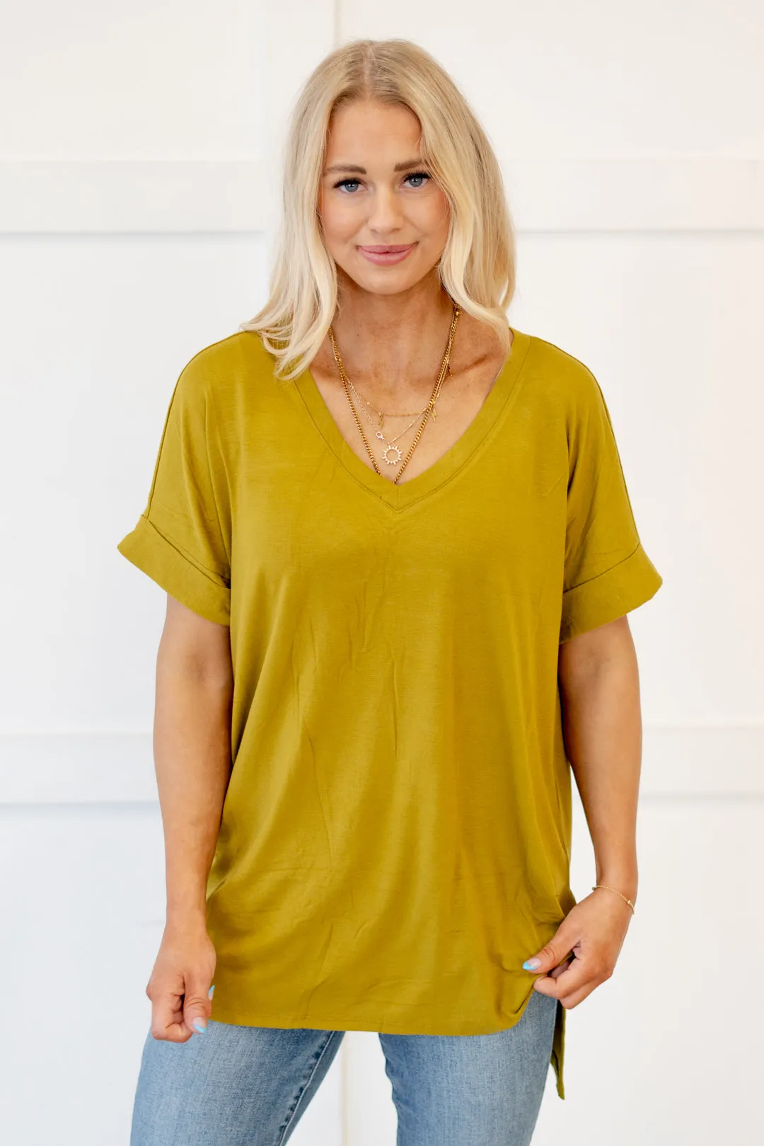 Desert Feels Tee High Low Hem V Neck Top