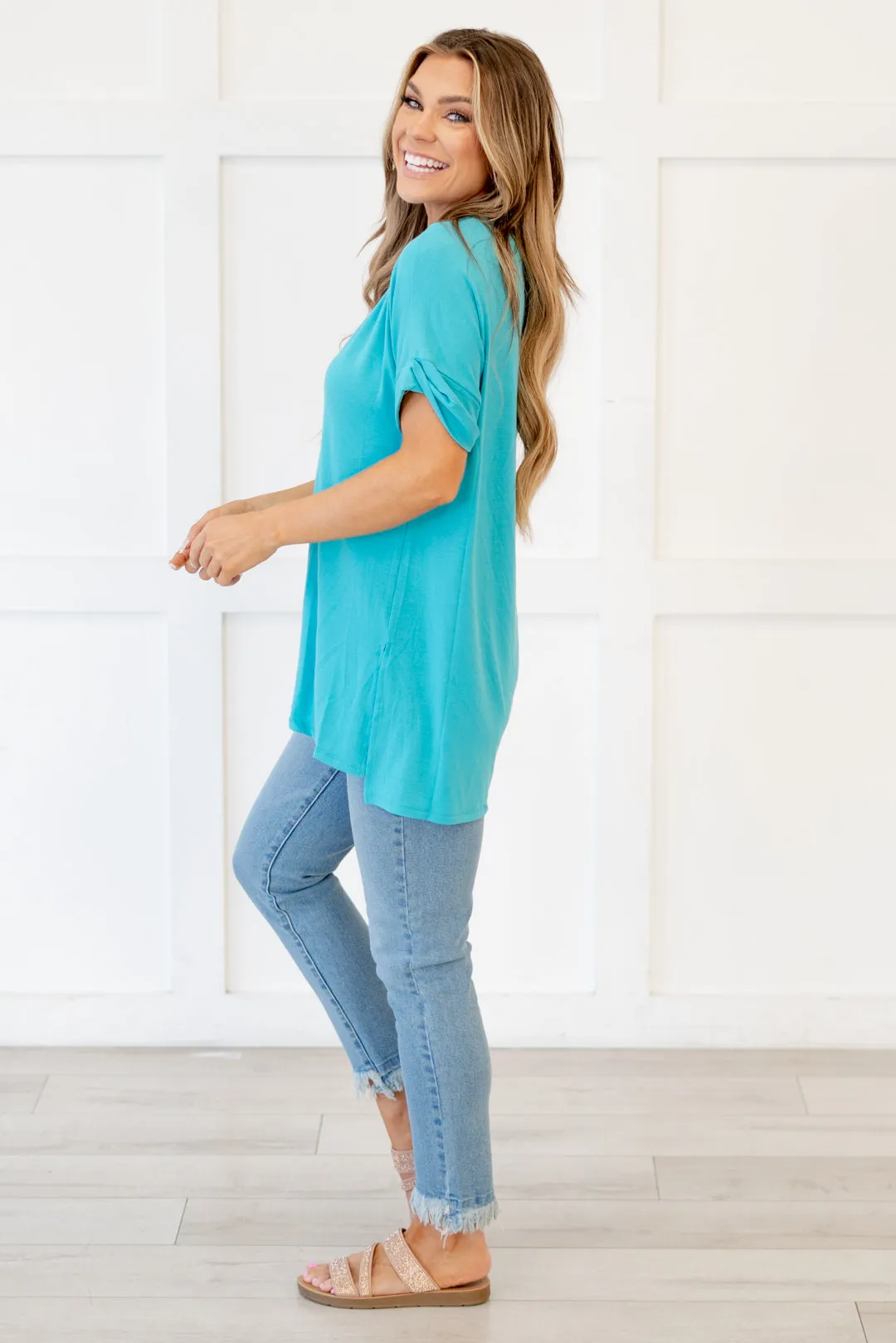 Desert Feels Tee High Low Hem V Neck Top