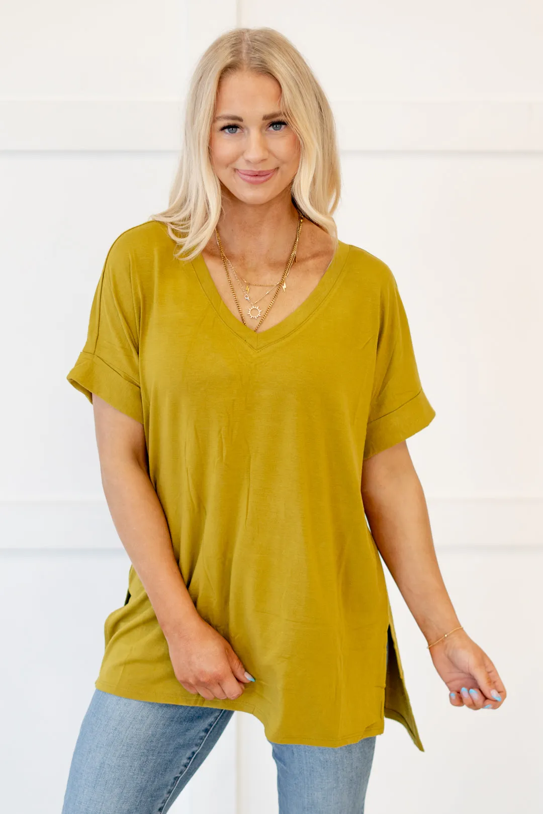 Desert Feels Tee High Low Hem V Neck Top