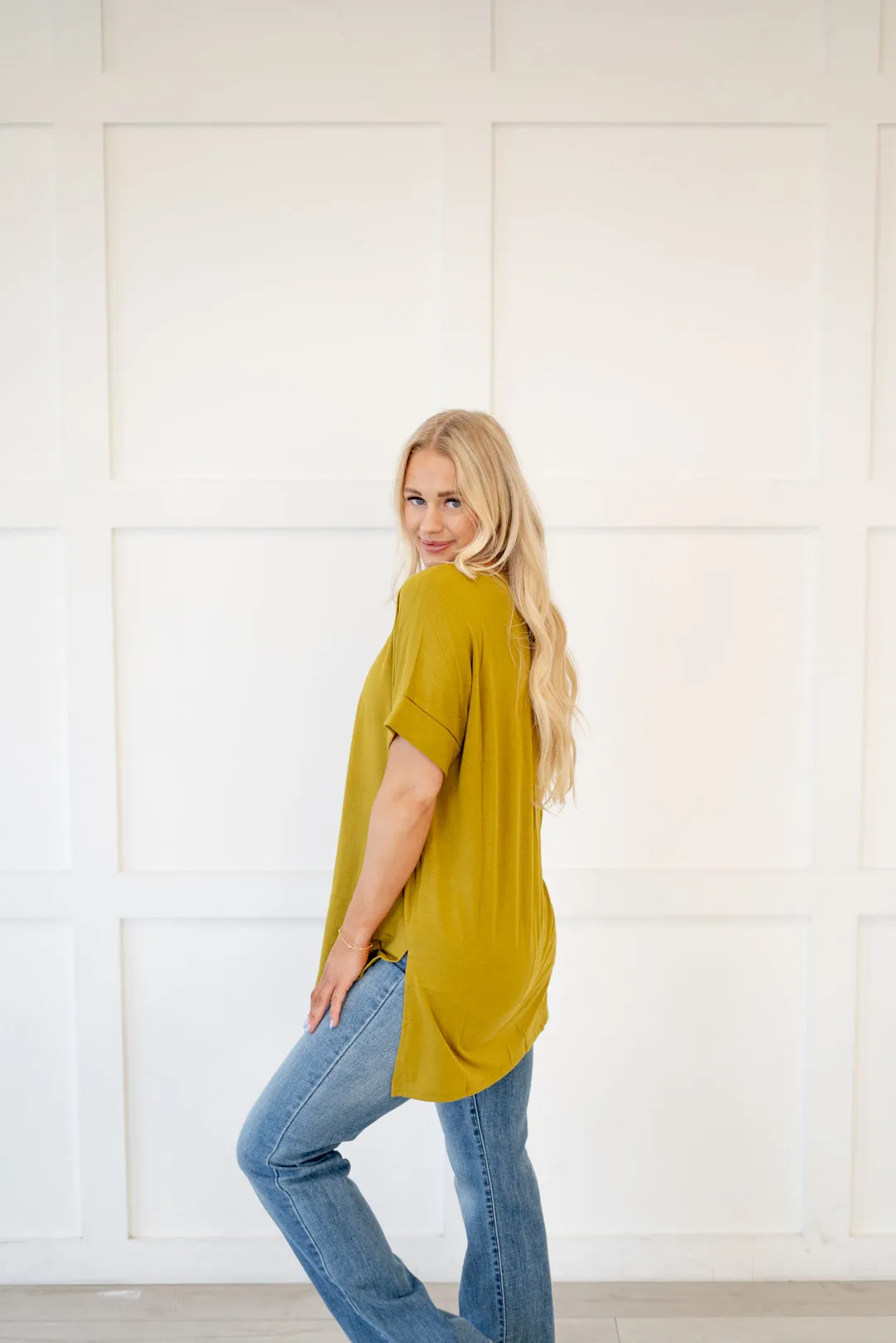 Desert Feels Tee High Low Hem V Neck Top