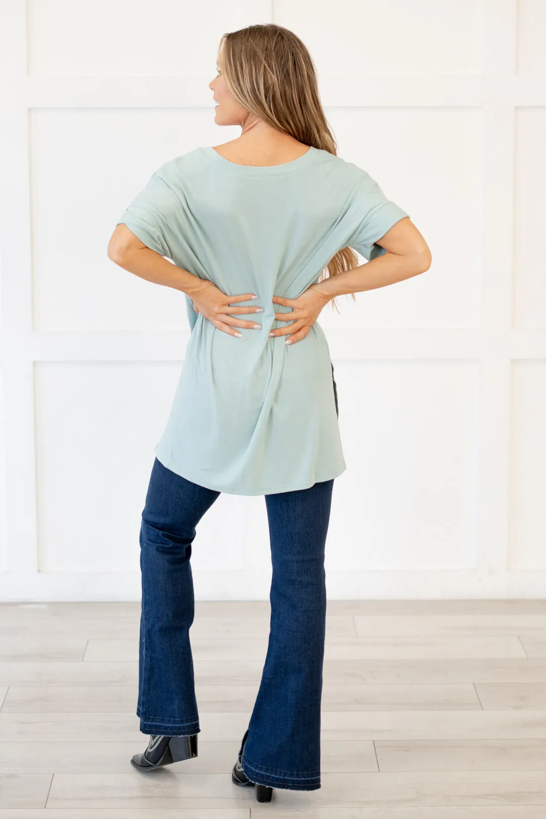 Desert Feels Tee High Low Hem V Neck Top