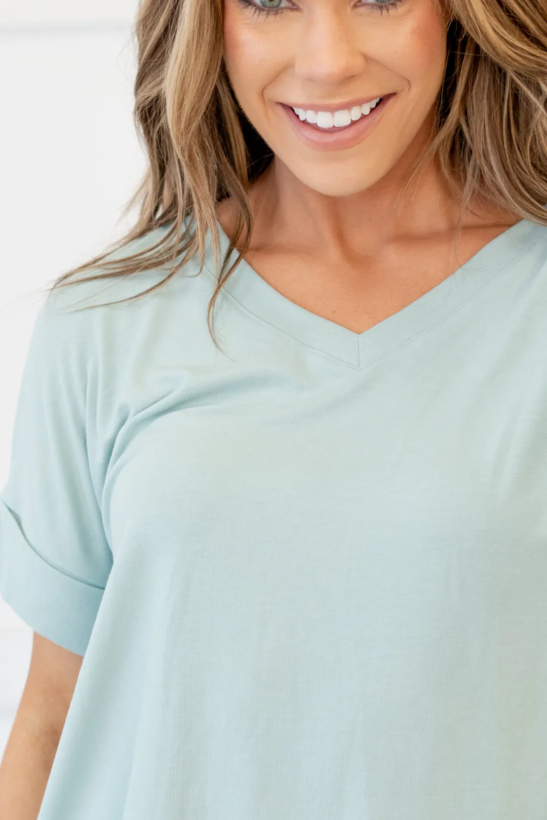 Desert Feels Tee High Low Hem V Neck Top