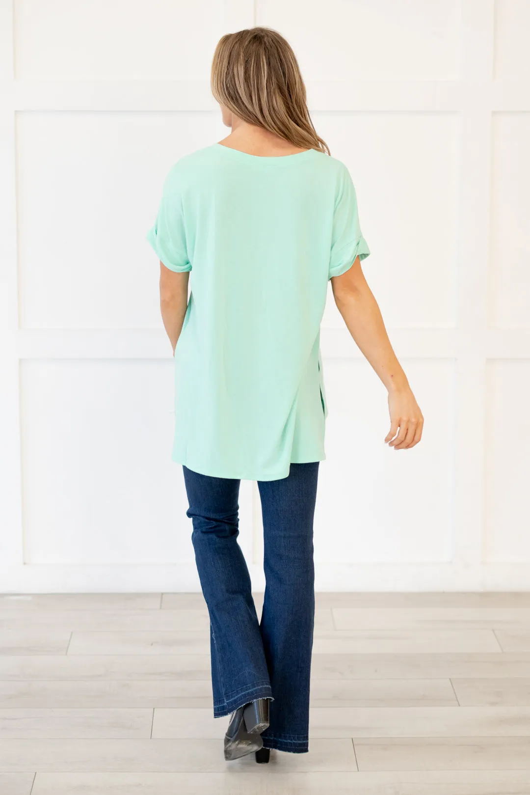 Desert Feels Tee High Low Hem V Neck Top